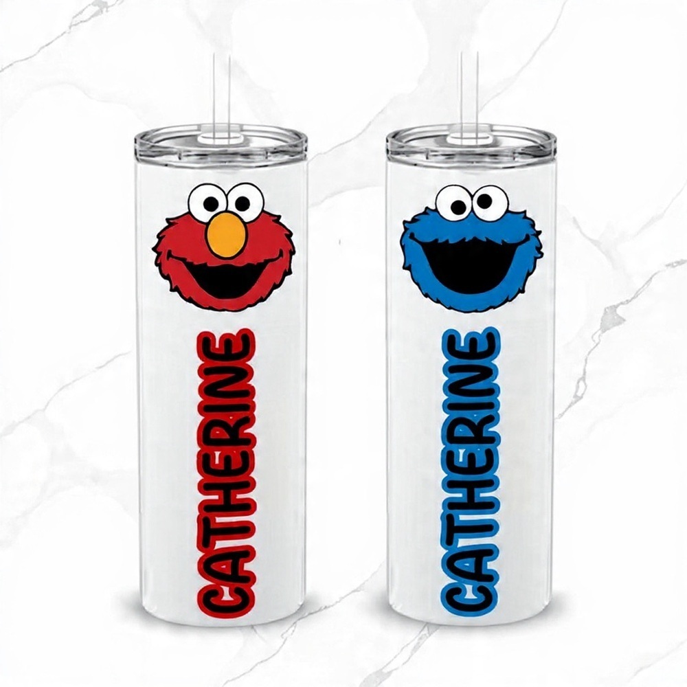 NWT Custom Name Tumbler – Elmo & Cookie Monster Design – 20oz/18.5oz - Picture 5 of 10